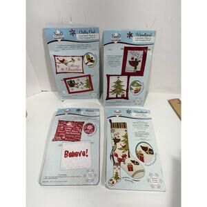 Needle Creations Woodland‎ Embroidery Pillow or Wall Hanging Christmas Lot Of 4